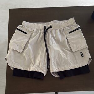 Men's Beige and Black Shorts